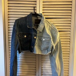 Refuge Two-Tone Jean Jacket - Dark Blue and Light Blue